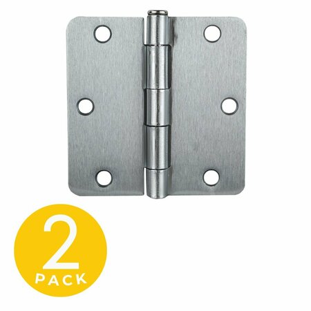 GLOBAL DOOR CONTROLS 3.5 in. x 3.5 in. Brushed Chrome Surface Mount Removable Pin with 1/4 in. Radius Hinge, 2PK CP3535-R-26D-M